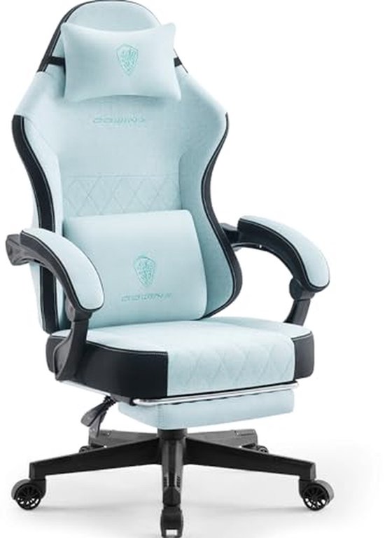 Gamingstoel - Bureaustoel - Langdurig Zitten - Ademende Stof - 135 kg - Aqua