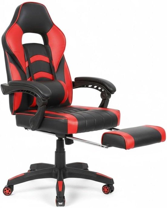 Gamingstoel - Bureaustoel Racer - Comfortabel Zitten - Met Voetensteun - XL - Zwart Rood