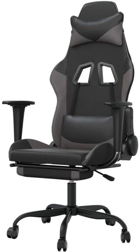 Gamingstoel - Comfortabele zitplaats - Voor lang zitten - Verstelbare rugleuning - 55 cm breed - Zwart grijs