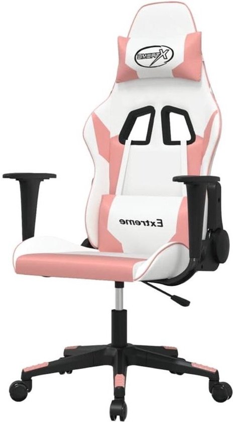 Gamingstoel - Computerstoel en tv-stoel - Comfortabel zitten - Met massagefunctie - 1 stuk - Wit roze
