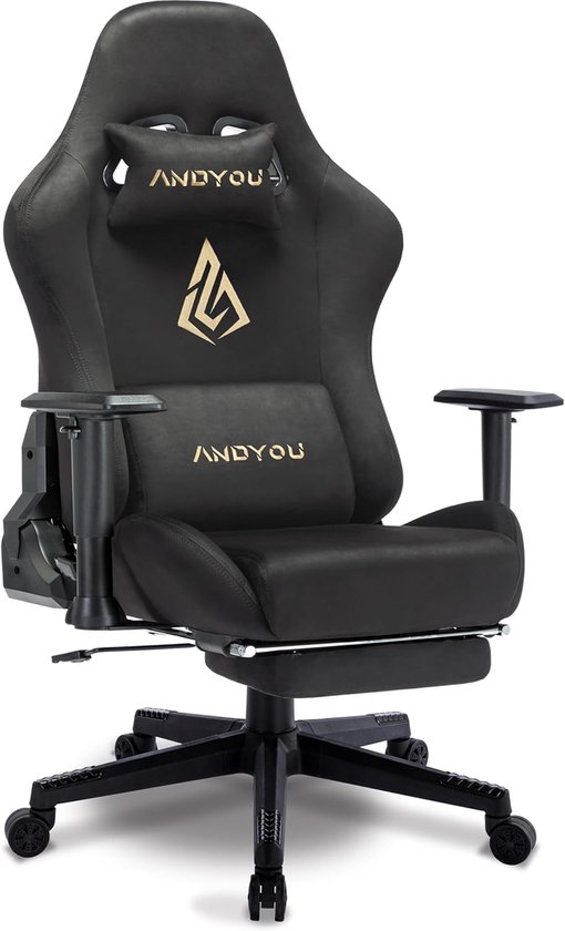 Gamingstoel - Computerstoel - Langdurig Gamen - Verstelbare Voetsteun - 54x40x126 CM - Zwart