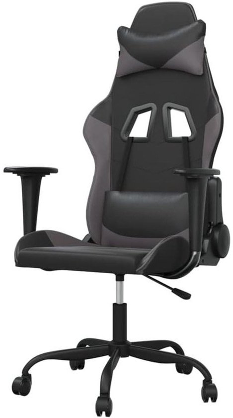 Gamingstoel - Computerstoel Racestoel - Comfortabel zitten - Verstelbare rugleuning - 1 stuk - Zwart Grijs