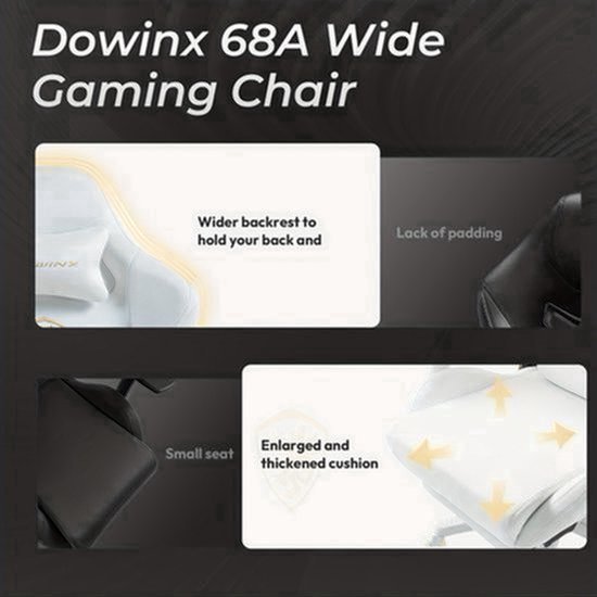Gamingstoel Ergonomisch – Bureaustoel Gaming – Zwarte Draadloos Bureaustoel – Bureaustoel Zwart – Gaming Bureaustoel Comfort – Verstelbare Rugleuning – 3D-armleuningen – Stevig Gelegeerd Staal – Grijze PU Bekleding