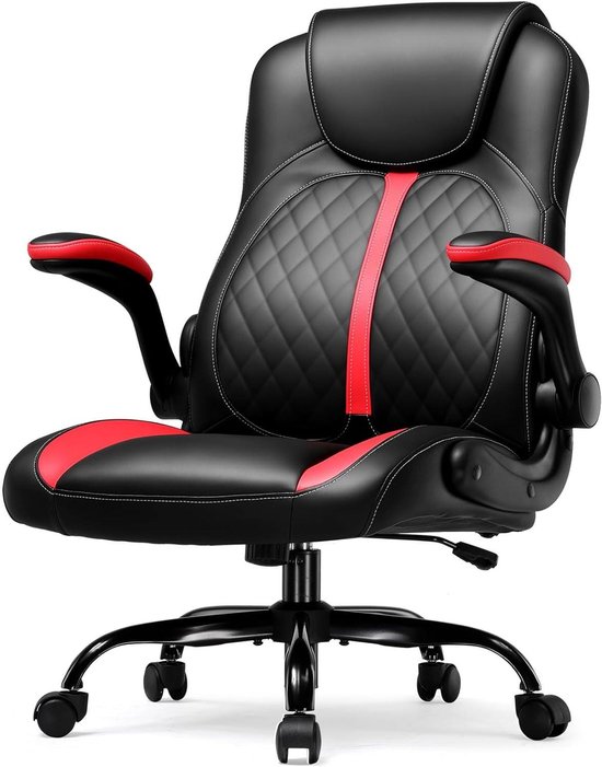 Gamingstoel Ergonomisch - Gamerstoel PC Stoel - Comfortabel Gamen - Opklapbare Armleuningen - 50 x 56 x 112 cm - Rood
