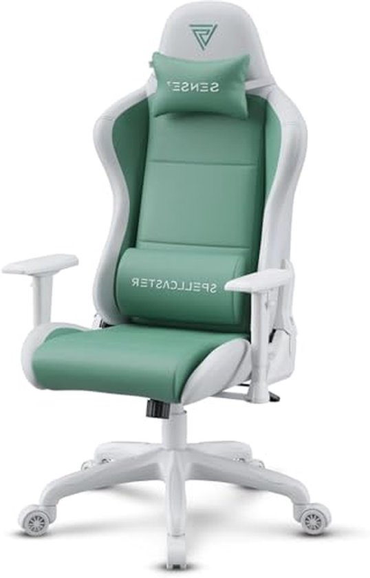 Gamingstoel - Ergonomische stoel - Comfortabel gamen - 160 graden neigbaar - 58 x 71 x 135 cm - Groen