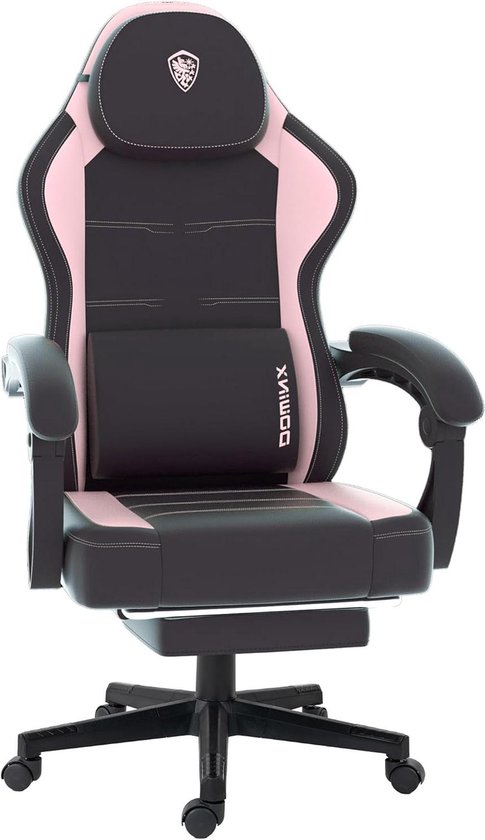 Gamingstoel - Gamerstoel bureaustoel - Comfortabel gamen werken - Met massage voetensteun - Tot 150 kg - Roze