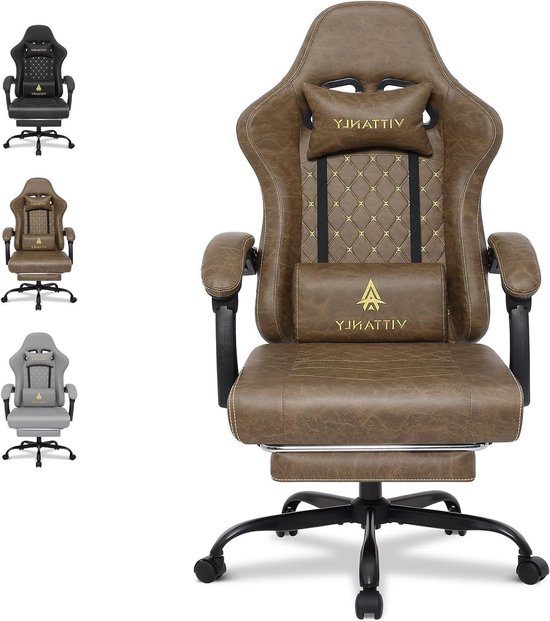 Gamingstoel - Gamerstoel Bureaustoel - Comfortabel Zitten - Ergonomisch Design - 150 kg - Bruin