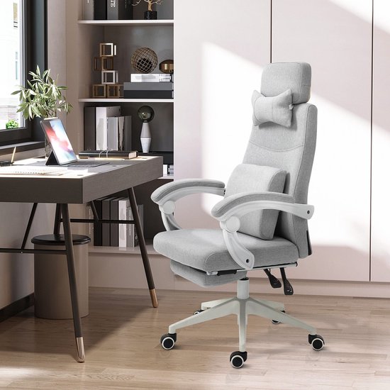 Gamingstoel – Gamestoel – Bureaustoel – Gaming Chair – Ergonomische Stoel – Verstelbare Zithoogte – Uittrekbare Voetensteun – Polyester & Foam – 62x68x117-127 cm van Merkloos