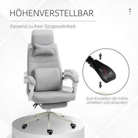 Gamingstoel – Gamestoel – Bureaustoel – Gaming Chair – Ergonomische Stoel – Verstelbare Zithoogte – Uittrekbare Voetensteun – Polyester & Foam – 62x68x117-127 cm