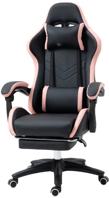 Gamingstoel – Gamestoel – Bureaustoel – Gaming Chair – Game Stoel – Verstelbare Rugleuning 135° – Uittrekbare Voetensteun - Zwart