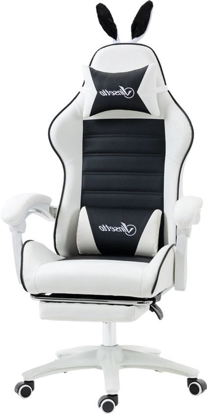 Gamingstoel – Gamestoel – Gaming Chair – Game Stoel – Bureaustoel – 360° Draaibaar – Verstelbare Hoogte 44-52 cm – PU Leder Zwart van Merkloos