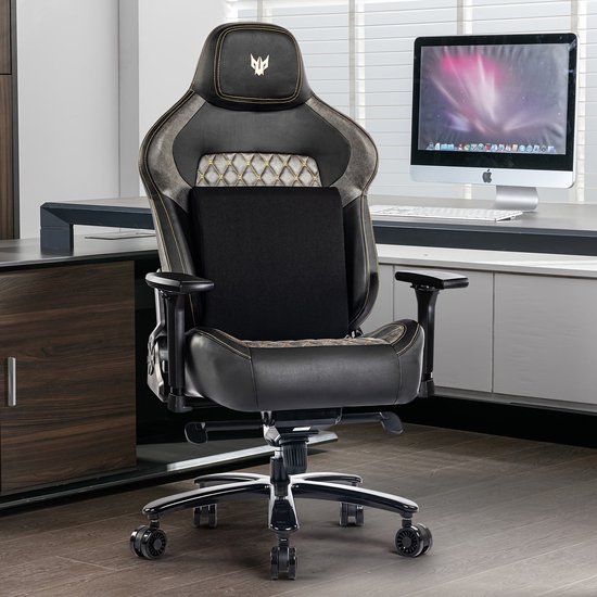 Gamingstoel – Gamestoel – Gaming Chair – Game Stoel – Bureaustoel – 4D Verstelbare Armleuningen – Ergonomische Lendensteun – Max 200 kg – Zwart-Grijs van Merkloos