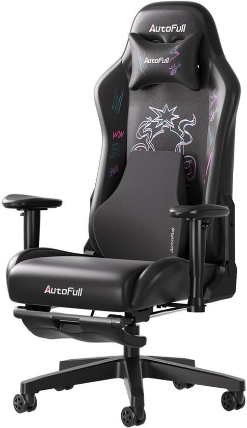 Gamingstoel in racestijl met PU-leer, ergonomisch ontwerp en graffiti-design