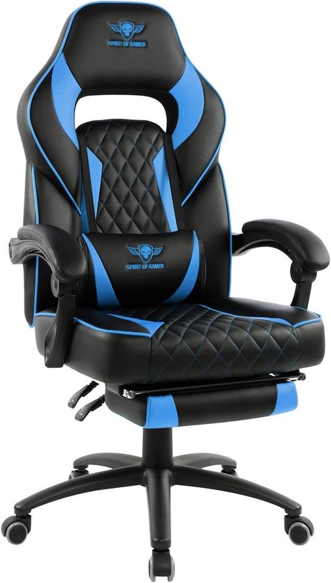 Gamingstoel Kunstleer - Comfortabele Stoel - Langdurig Zitten - Verstelbare Armleuningen - 135° Kantelbaar - Blauw
