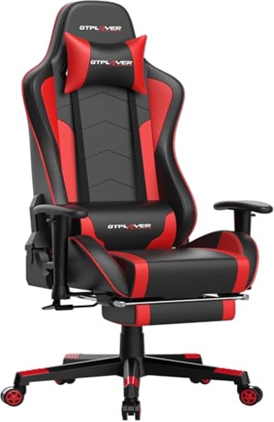 Gamingstoel met Bluetooth-luidspreker en Ergonomisch Ontwerp - Zwart-Rood van Merkloos