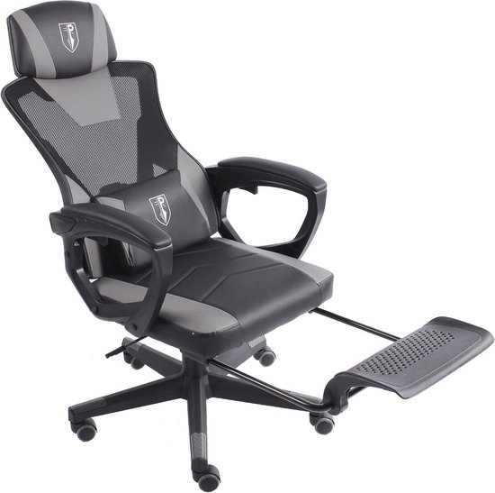 Gamingstoel met inklapbare voetensteun en ergonomische armleuningen – perfect voor gamers van Merkloos