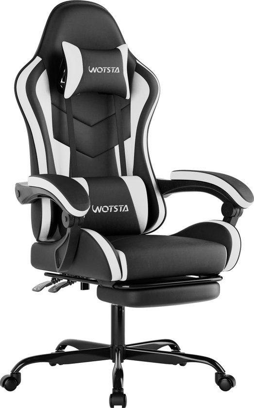 Gamingstoel met lendenmassage - ergonomisch - leer - comfortabele bureaustoel met voetensteun - ShopVlot