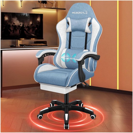 Gamingstoel met massage - Ergonomische racerstoel - Comfortabel werken spelen - Verstelbare rugleuning voetensteun