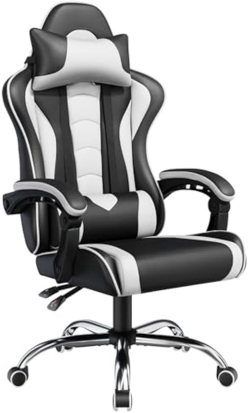 Gamingstoel Met Massage – Kantelfunctie – Verstelbaar Tot 125° – Wit – Voor Thuiswerk En Gaming van Yonos