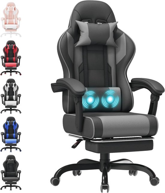 Gamingstoel met Massagest functie en Verstelbare Rugleuning 90-150 graden van Merkloos