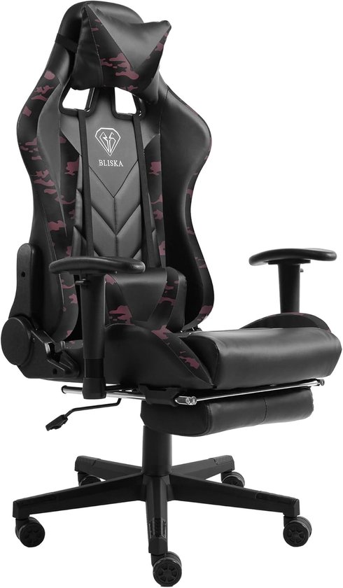 Gamingstoel met voetensteun - Ergonomische bureaustoel - Langdurig gamen - Verstelbare 4D armleuningen - 51 x 55 x 140 cm