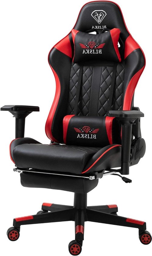 Gamingstoel met voetensteun - Gamer stoel race - Comfortabel gamen - Verstelbare rugleuning - Tot 120 kg - Zwart/rood