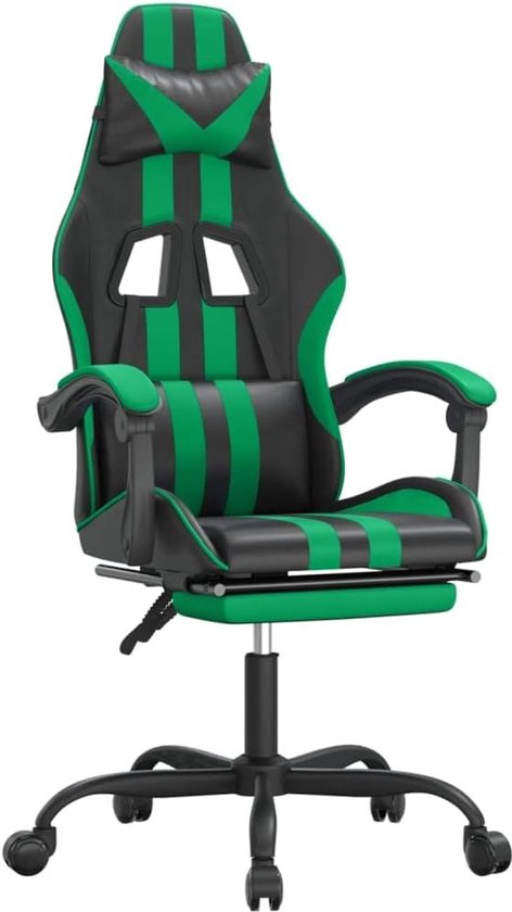 Gamingstoel met voetensteun - Gamerstoel bureaustoel - Comfortabel gamen - Verstelbare rugleuning - Max 110 kg - Zwart groen