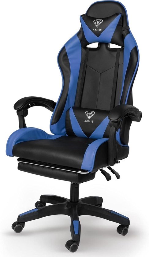Gamingstoel met Voetsteun - Bureaustoel Gamer - Comfortabel Zitten - Traploos Verstelbaar - 61 x 51 x 129 cm