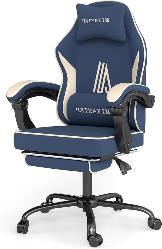 Gamingstoel met Voetsteun - Computerstoel Bureaustoel - Comfortabel Gamen - Verstelbare Rugleuning - 49 x 48 x 122 cm