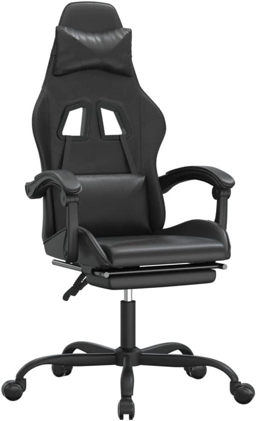 Gamingstoel met voetsteun en leerlook zwart van Merkloos
