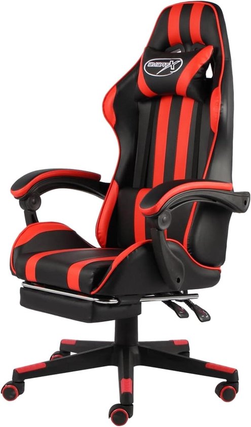 Gamingstoel met Voetsteun - Race Stoel Computerstoel - Comfortabel Gamen - Verstelbare Rugleuning - 110 kg draagvermogen - Zwart Rood