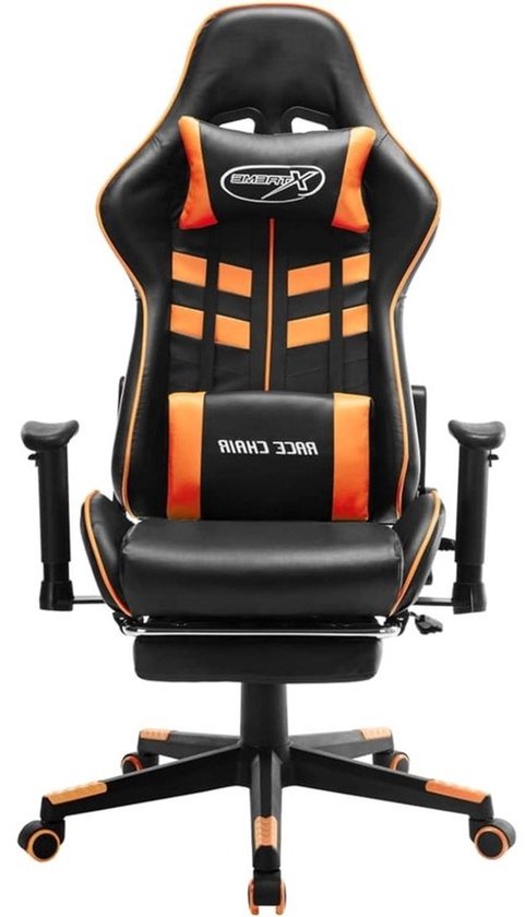 Gamingstoel - Racestoel als bureaustoel - Comfortabel zitten - Inclusief voetensteun - In hoogte verstelbaar - Zwart Oranje