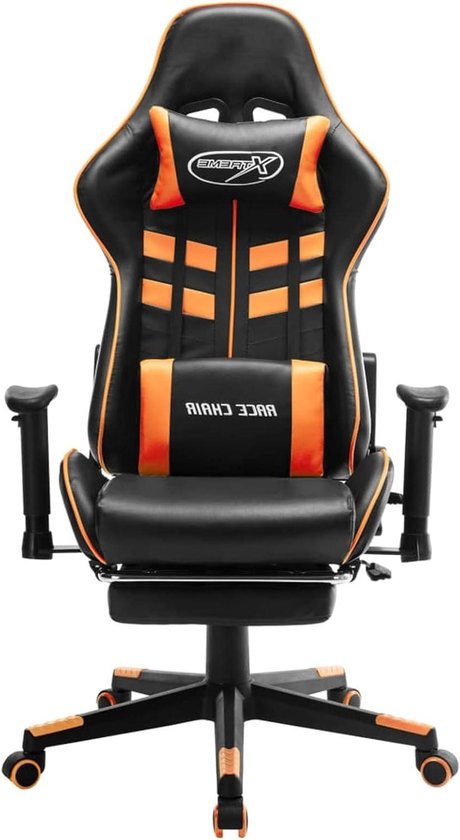 Gamingstoel - Racestoel Bureaustoel - Comfortabel Gamen - Met Voetensteun - In Hoogte Verstelbaar - Zwart Oranje