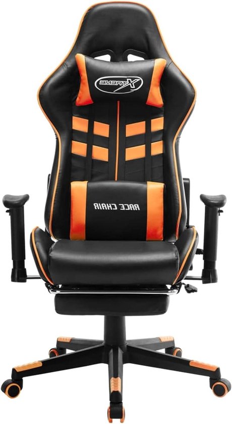 Gamingstoel - Racestoel Bureaustoel - Comfortabel Zitten - Inclusief Voetensteun - In Hoogte Verstelbaar - Zwart Oranje