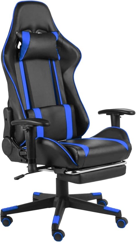 Gamingstoel - Racestoel Bureaustoel - Comfortabel Zitten - Verstelbare Rugleuning - Met Voetensteun - Blauw