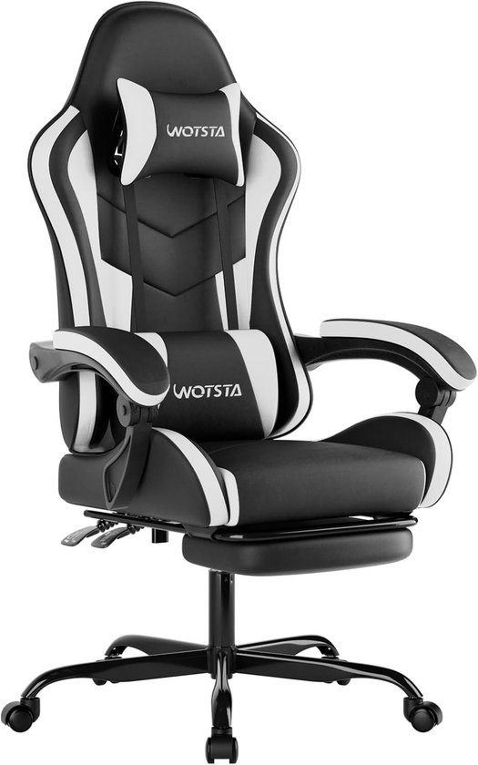 Gamingstoel - Zwart - Ergonomische Bureaustoel met Lendenmassage en Voetensteun - Voor Gamers