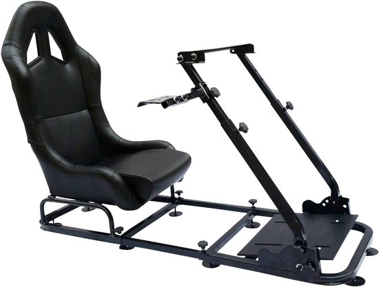 Gamingstoel Zwart - Race Sim Zetel - Intensief Spelen - Variabel Frame Klapstoel - 120x50x80cm - Kunstleer