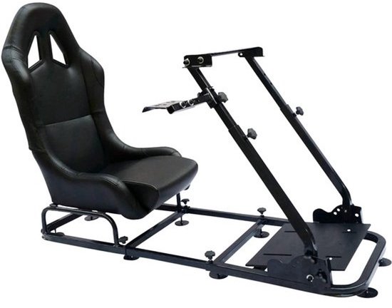 Gamingstoel Zwart - Race Sim Zetel - Intensief Spelen - Variabel Frame Klapstoel - 120x50x80cm - Kunstleer