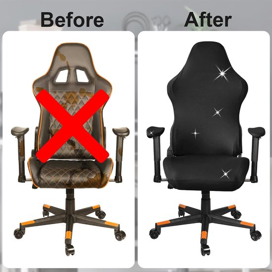 Gamingstoelhoezen - Zwart - 4-delig - Wasbaar en Ademend Polyester - Voor Gaming- en Bureaustoelen