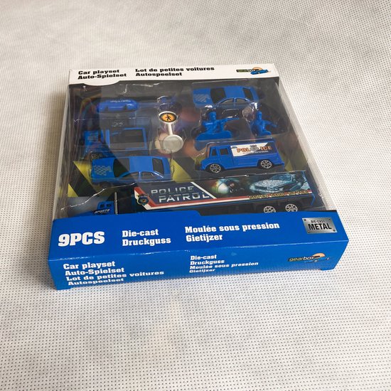 Gearbox - car playset blauw - autospeelset - politie van Playfun