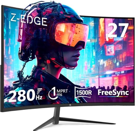 Gebogen 27'' Gaming Monitor 280 Hz, 1ms MPRT, FHD, FreeSync, Verstelbare Kanteling, 1500R VA van Merkloos
