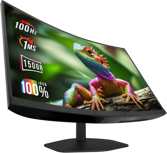 Gebogen Gaming Monitor - 27 inch scherm - Intensief gamen - 1500R kromming - 100Hz verversingssnelheid - Zwart van Merkloos