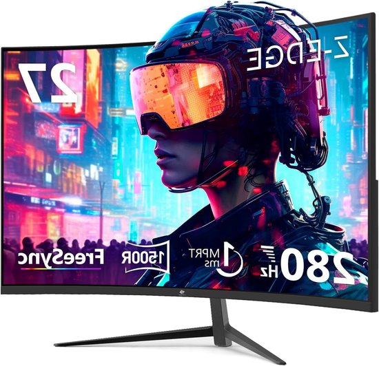 Gebogen Gaming Monitor - Curved Monitor PC - Intensief Gamers - Ultrasnelle 280Hz - 27 inch - Zwart