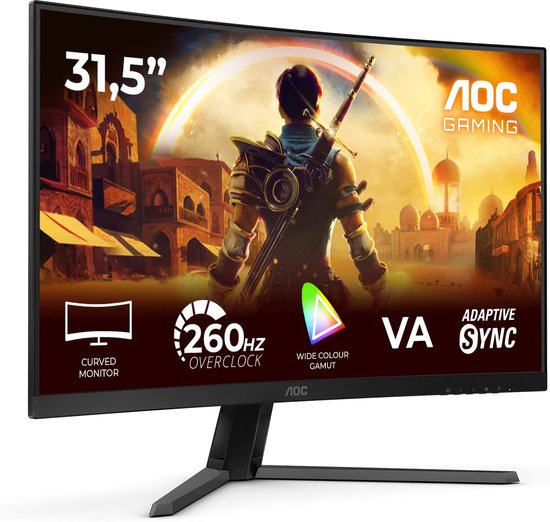 Gebogen Gaming Monitor - Groot Scherm - Snelle Games - 260Hz Verversingssnelheid - 32 Inch - Zwart