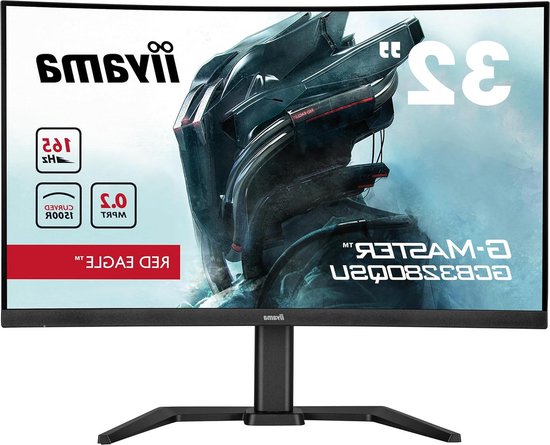 Gebogen Gaming Monitor - Ultrawide Scherm - Intensief Gamers - 165 Hz Verversingssnelheid - 32 Inch QHD - Zwart van Merkloos