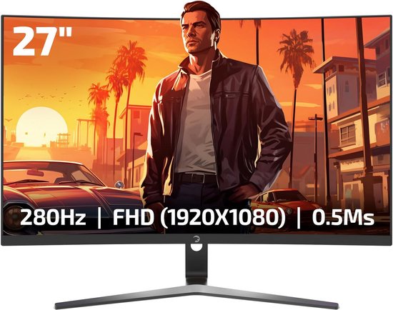 Gebogen LED Gaming Monitor 27 inch 300 Hz Full HD 1080P VA 1500R HDR FPS van Spectral.