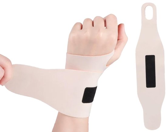 geschikt voor polspijn door lange werktijden, carpaal tunnel polsbandage nachtondersteuning, eenvoudig te dragen, aangepast, beige (2 stuks)
