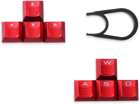Getextureerde Verlichte Keycaps Set voor Mechanisch Gaming Toetsenbord - Rode WASD & Pijltjestoetsen van Merkloos