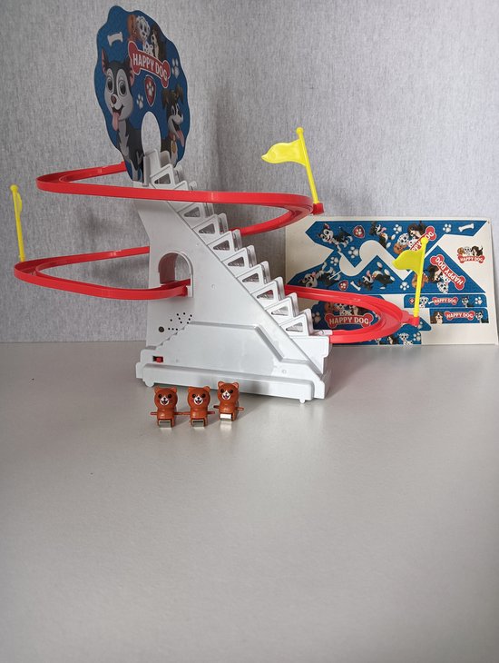 Glijbaan Speelgoedset: Glijdende Honden Baanset Trapklimmende Puppy Speelset met Muziek van Sloepkeids
