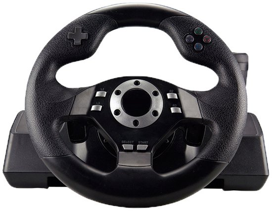 Gloovon® - Racestuur en Pedalen - Racestuur PS3 - Driving Force - Gaming Stuurwiel PC - Racestuur Standaard - Compatibel met PS2, PS3, PC (D-Input), Xbox 360 / One, Steam en PC (XInput) - Zwart van Merkloos